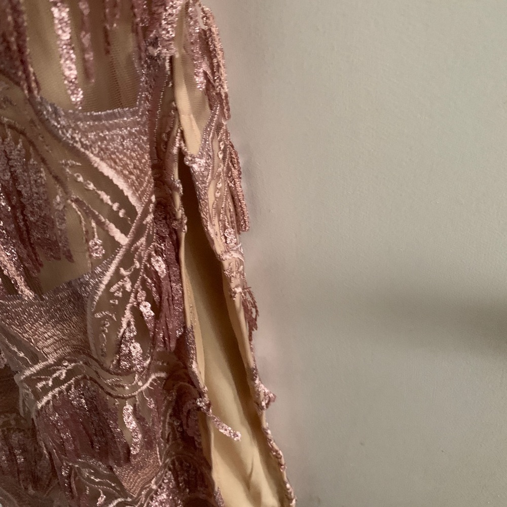 Pink tassel sequin strappy midi dress